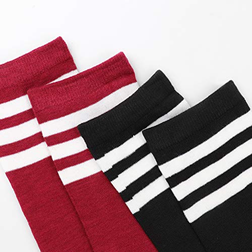 Image of DRESHOW 6 Pairs High Thigh Socks Striped Over Knee Thin Tights Long Stocking for Women Leg Warmer