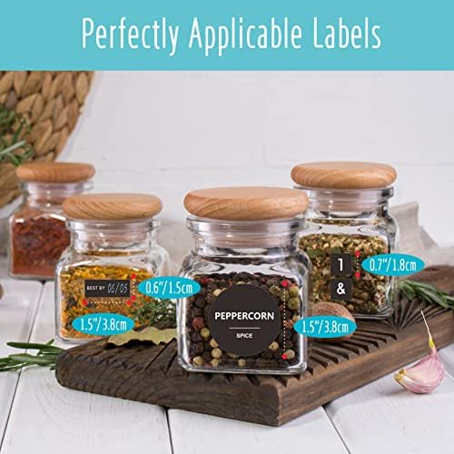 342 Removable Round Spice Labels, 304 Pre-Printed Herb Seeds Seasoning Sauce Oil Vinegar Round Stickers, 38 Blank Ones, Waterproof Oil & Tear Resistant, No Residue for Kitchen Pantry Containers Jars