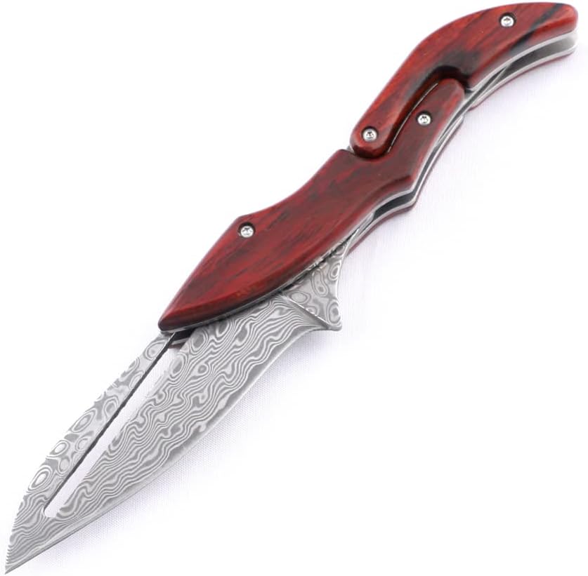 VG10 Damascus Knife Mechanical Folding Knife Fixed Blade Outdoor Tool Knife