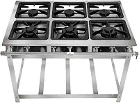 FOGÃO SERV INOX BAIXA PRESSÃO 6 BOCAS (3 SIMPLES 3 DUPLAS)