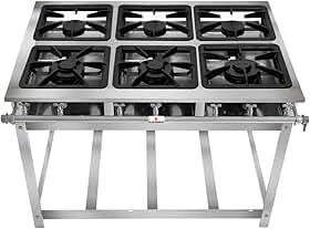 FOGÃO SERV INOX BAIXA PRESSÃO 6 BOCAS (3 SIMPLES 3 DUPLAS)