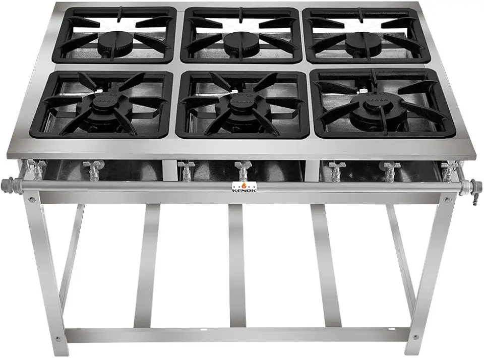 FOGÃO SERV INOX BAIXA PRESSÃO 6 BOCAS (3 SIMPLES 3 DUPLAS)