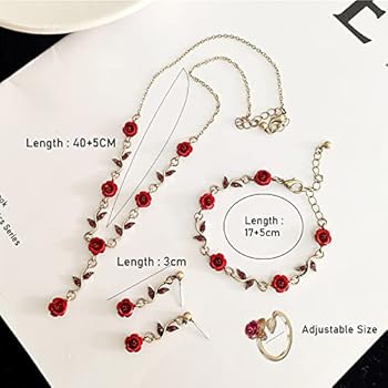 Rose gold necklace and earring set - België