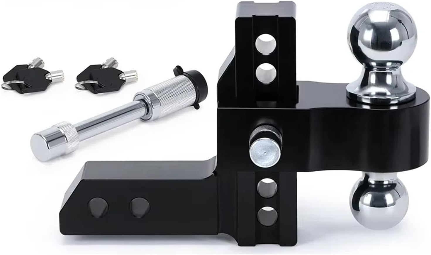 Replacement Adjustable Trailer Hitch 2" Receiver 6" Drop/Rise Drop 12500 LBS GTW Ball Mount 2-5/16" Dual Towing Double Locks(WTH13 Black)