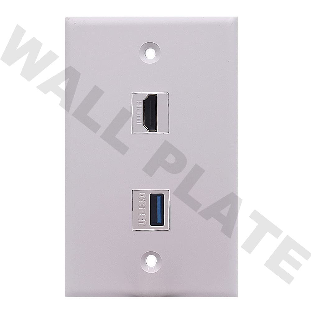 2 Ports Wall Plate, 1 Port 4K@60Hz HDMI 1 Port USB 3.0 Female to Female Module Keystone Outlet Socket