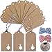 Supla 100 Pcs Favor Tags Gift Tags Table Name Tags Place Card Blank Christmas Hang Tags Kraft Paper Tags Thank You Tags with Natural Jute Twine Blue Red Twine