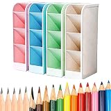 Liuer 4PCS Organisateur de Bureau Pot a Crayon Boîtes de Rangement Porte-Stylo pour Bureau,Professeur,Fournitures Scolaires,Pinceaux(4 Couleurs,16 Compartiments)