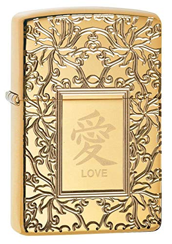 Zippo Chinese Love Pocket Lighter, Armor High Polish Brass, One Size (49022)