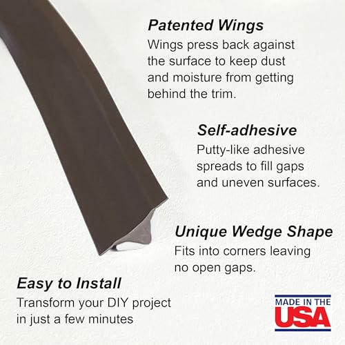 Image of InstaTrim New & Improved Self-Adhesive Caulk Trim, 1 /2 inch x 10', 2-Pack, Flexible, Water Resistant, Stain Resistant for Bathroom, Floors, Walls, DIY Project, Bronze | Two bronze 1 /2 in x 10 ft self-adhesive trim rolls resist water and stains for tubs, floors, walls, counters, and DIY use.