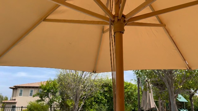 Yescom Holz-Sonnenschirm – 2,7 M Durchmesser, Aus Massivholz, Mit UV30+ Polyester-Dach, Für Garten & Terrasse