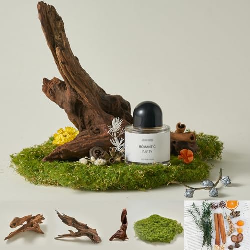 14PCS Original Design Natural Forest Wood Product Photography Background Prop Set, Natural Sunken Wood Imitaion Moss Dried Flowers Landscape Decorations Props for Photoshoot