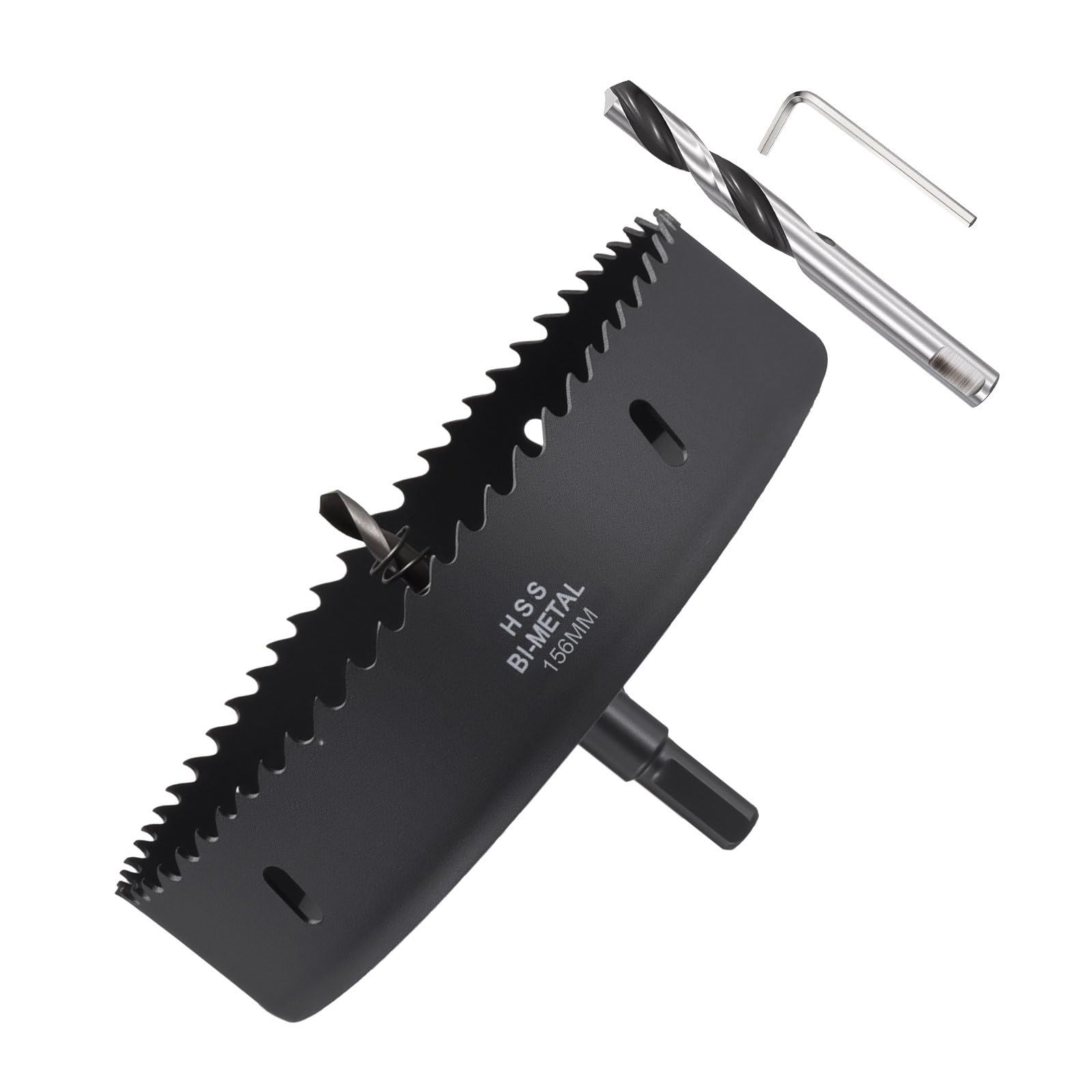 METALLIXITY Bi-Metal Hole Saw 6-9/64", M42 HSS Circular Head 156mm Hole Cutter with 2 Pilot Drill Bits