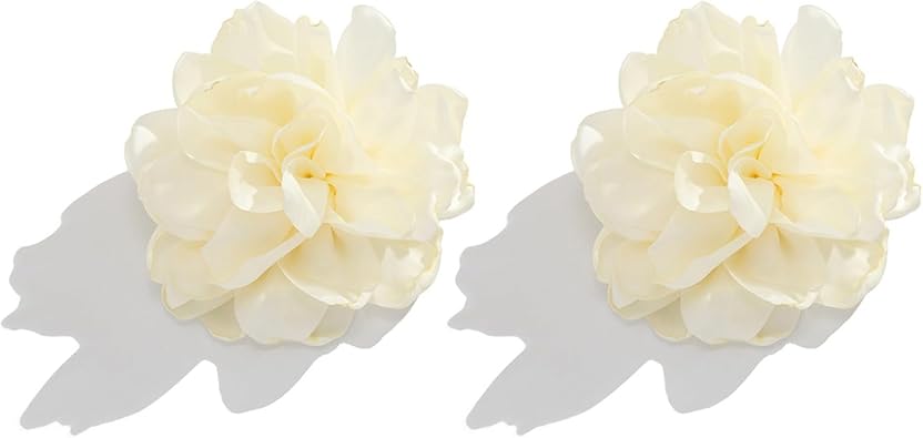 Bohemian Exaggerated Big Fabric Floral Flowers Dangle Earrings for Women Vacation Wedding Jewelry