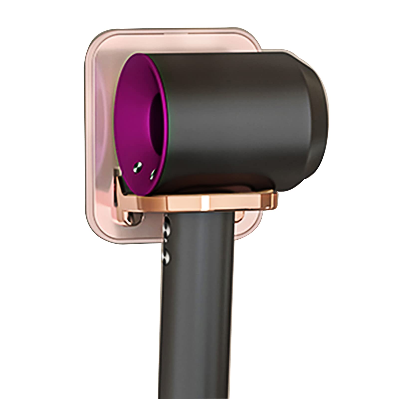 Support sèche-cheveux compatible universel avec panier de rangement cosmétique rose sans trou