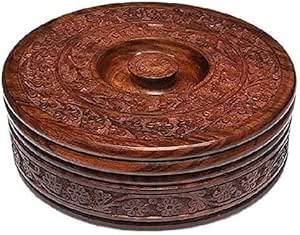 Amazon.com: Tortilla Warmer Wooden Chapati Box Casserole Roti Warmer ...