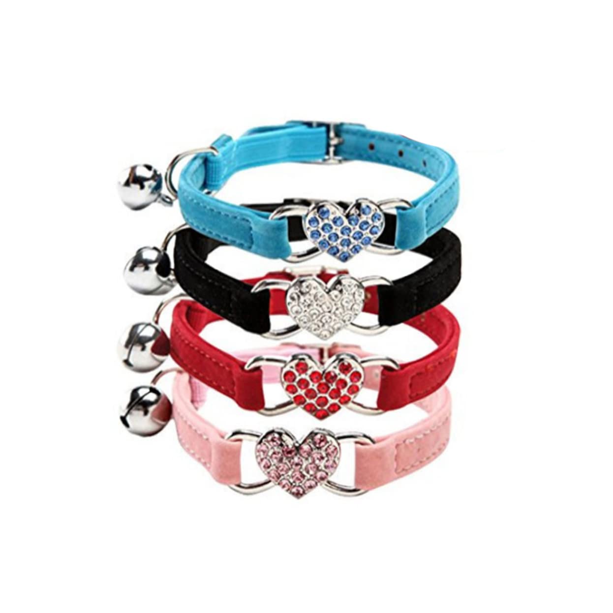 BESPORTBLE Lot De 2 Colliers Réglables pour Chat avec Strass Et Clochette en Forme De Cœur Tendance pour Chats Et Chatons