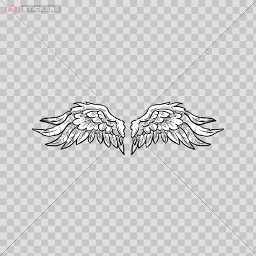 Decal Vinyl Stickers Angel Pair Of Wings Car Window Wall Art Decor Doors Helmet Truck Motorcycle Note Book Mobile Laptop Size: 5 X 2.9 Inches Vinyl color print