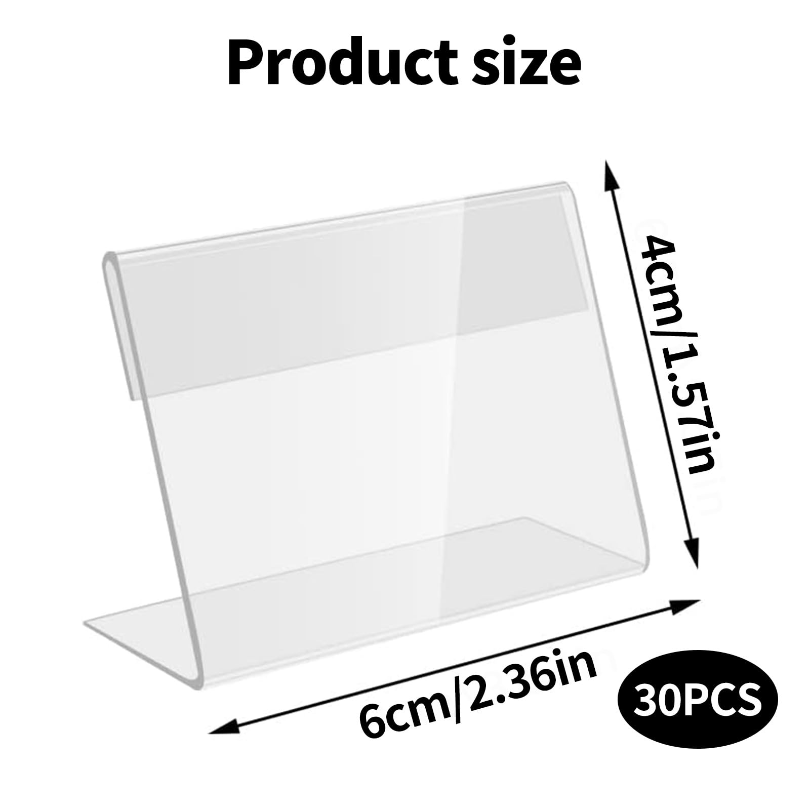 Porte-étiquette Transparent 30 Pièces, 4 x 6 cm Mini Présentoir Acrylique, Porte-cartes de Nom pour Buffet, Prix, Table, Magasin et Supermarché, Signalétique Transparente Réutilisable
