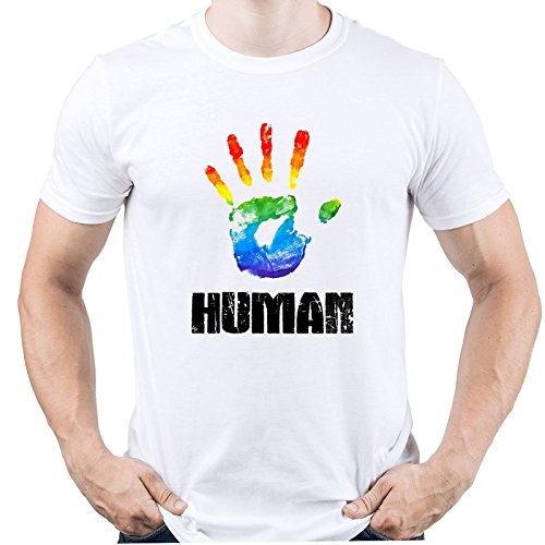 EUGINE DREAM LGBT Rights All Human are Equal Homme T-Shirt Blanc M