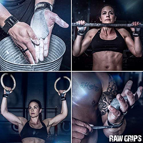 JerkFit RAW Grips 2 Finger Leather Hand Grips for Weightlifting, Calisthenics, Pull Ups, WODs, Gymnastics, and Cross Training, with Full Palm Protection to Prevent Rips & Blisters (Large)