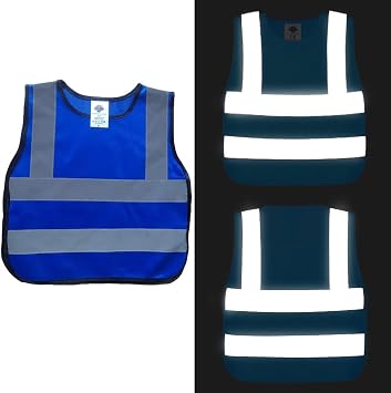 Dazonity kid's High Visibility Safety Vest, Reflective Strips, M, Fit for 8-12 Years old Boys & Girls, Walking or Back to School,
