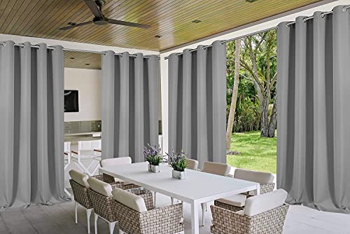 (2 Panels)Voday Wide Indoor/Outdoor Curtains For Patio 110X120 Inch - Upgraded Water Repellent Sun Blocking Curtains - Rustproof Ring Top Privacy Protected Wall Room Divider Curtains For Porch Pergola #TOP7