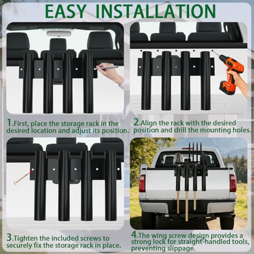 8-Tool Shovel Holder for Truck, Heavy Duty Metal Rack for Shovels & Rakes — view 5