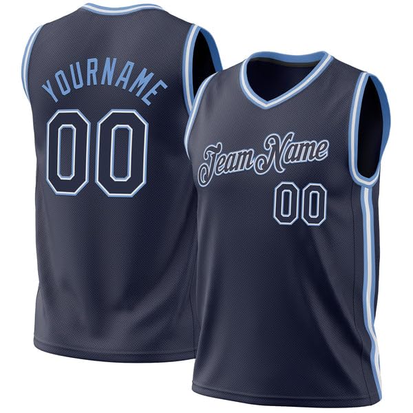 Personalized Navy Basketball Jersey, Basketball Jersey, Custom Basketball Jersey, Basketball Jersey for Men, Navy White-Light Blue Throwback Basketball Jersey, Basketball Jerseys for Men