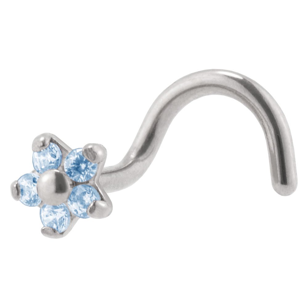 PIERCINGLINEnose piercing | TITANIUM | FLOWER with 5 CRYSTALS | Piercing nose stud spiral