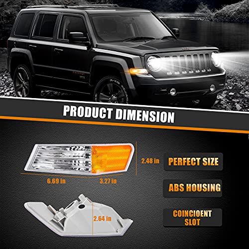 Nifeida Front Turn Signal Side Marker Lamp Replacement For Jeep Patriot 2007 2008 2009 2010 2011 2013 2014 2015 2016 Front Right Passenger Side Incandescent Clear Lens Parking Light #TOP4
