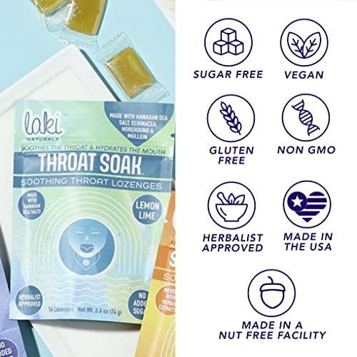 Laki Naturals Throat Soak Herbal Throat Lozenges (14 Ct) – Hawaiian Sea Salt Sore Throat & Dry Mouth Soothing Drops – Vegan, Non-Gmo, Sugar-Free & Gluten-Free Sweet And Salty Herbal Candies #TOP4