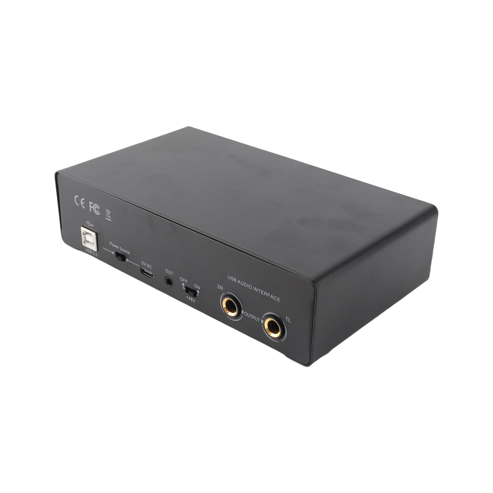 Domary Interfejs Audio USB Karta Dźwiękowa 2 Wejścia i 2 Wyjścia z Zasilaniem Phantom 48 V Bezpośredni Monitoring 24 Bitów i Częstotliwości 192 KHz do Nagrywania Podcastów Wokalista