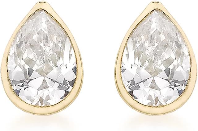 Carissima Gold Women's 9 ct Yellow Gold Cubic Zirconia Teardrop Stud Earrings