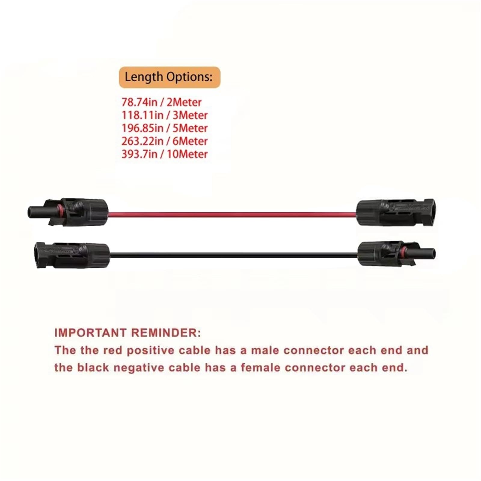 12/10 AWG 4/6 mm² 8,74 cala do 393,7 cala solarny przedłużacz kabla zasilającego z fotowoltaicznym złączem DC stosowany w panelu słonecznym(12 AWG-4 mm2, 1 para 3m 118,11 cala)