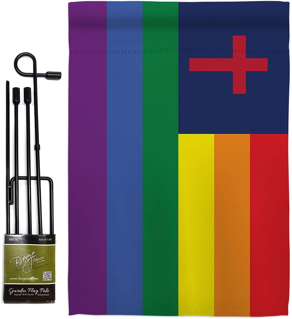 Christian Pride Burlap Burlap Garden Flag Support Rainbow Love LGBT Gay Bisexual Pansexual Transgender Small Decorative Gift Yard House Banner Double-Sided Made In USA 13 X 18.5