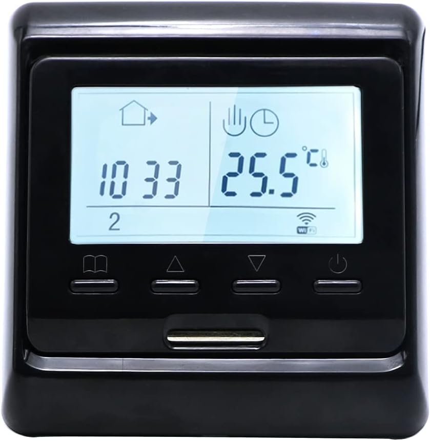 MINCO HOME Programmable Tuya Smart WiFi Thermostat Electric Heating Warm Floor Temperature Controller For Water/Gas Boiler Voice Control Room Thermostat (For Electric Heating, Black)