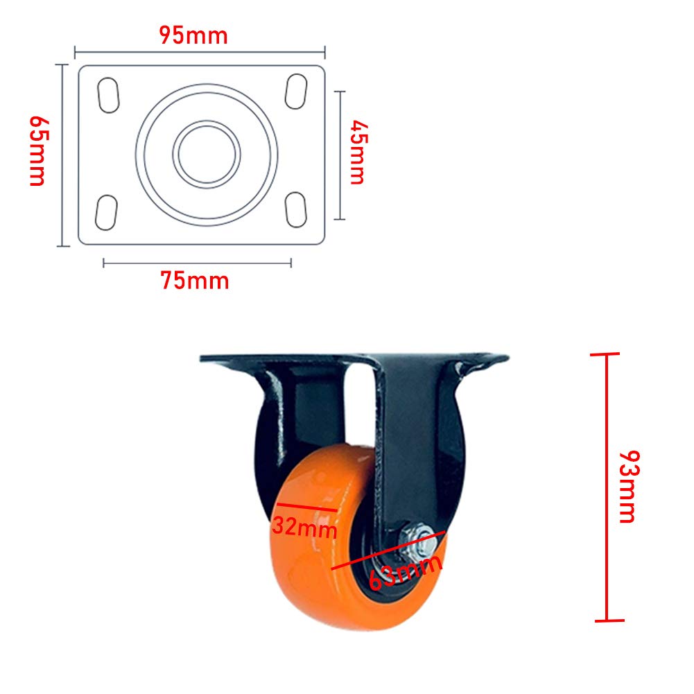 Set di 4 Ruote per carrelli portapelliccia Resistenti (2 girevoli e 2 direzionali). Ruote durevoli e scorrevoli per Una Facile Mobilità. Ideali per carichi Pesanti.