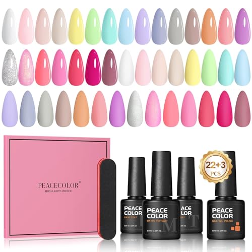 PEACECOLOR 25PCS Esmaltes Semipermanentes para Uñas,...