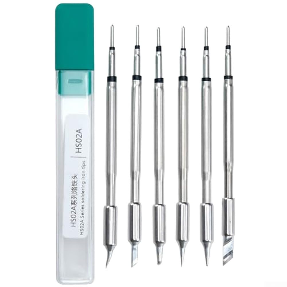Kit di punte per saldatore, 6 pezzi, per HS02A DWS-200 Station F245-K KU JS I C2 B Set di ricambio in metallo