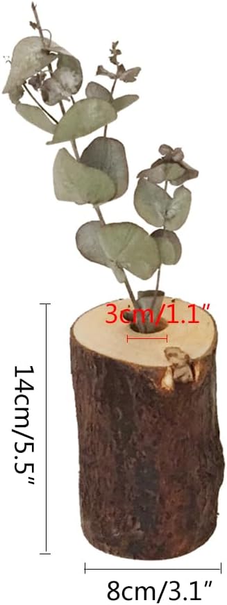 Pack of 3 Nature Handmade Wood Wall Vases,Wooden Pocket Vase for Dried Flowers and Artificial Greenery Indoor Plants Holder 5.5" H