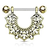 Farbe : Gold 14 Karat Tapsi´s Coolbodyart® Brustwarzen Nippelpiercing Chirurgenstahl 316L Gold 14 Karat Gold Vintage Tribal Blüte