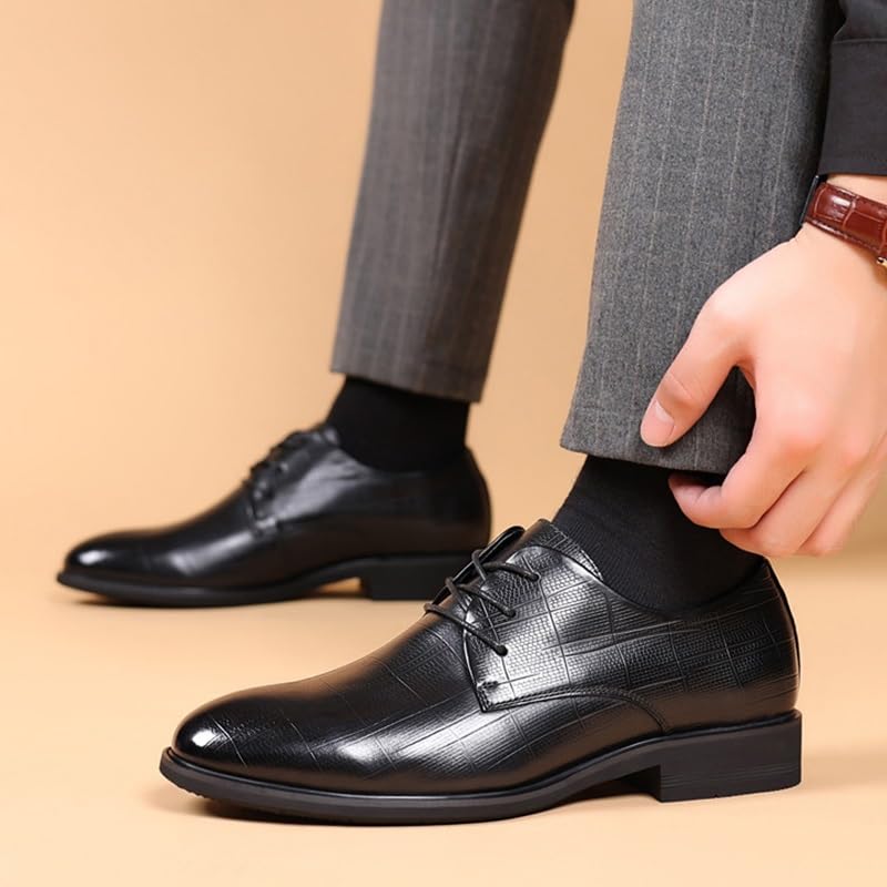 Men's Wingtip Lace Up Patent Leather Brogues Shoes Non-Slip Dress Business Oxfords Shoes Pointed Toe Elevator Shoes for Men2