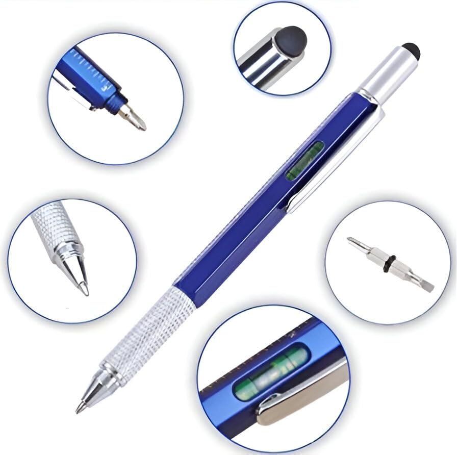 Vinayakart Staylus Pen, 6-in-1 Multi Tool Pen, Multipurpose/MultifunctionalPen, Touchscreen Stylus, Mini Ballpoint Pen, Ruler, Level, Screwdriver, Flathead, Touch-Screen Pen (Blue) Pack of 1 pcs.-image-27