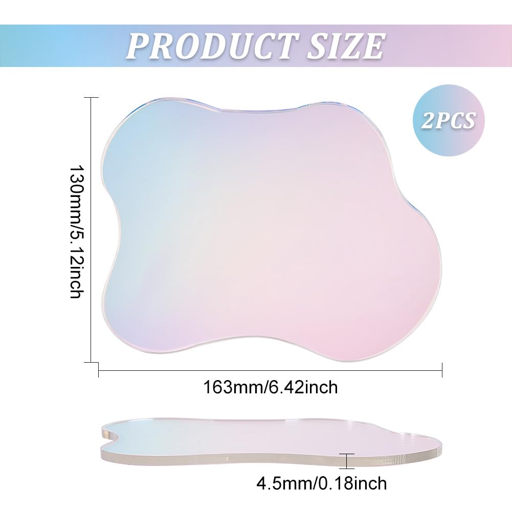 FINGERINSPIRE Cloud-Shaped Acrylic Coasters (2-Pack) – Clear Iridescent, Irregular Design For Tables & Desks