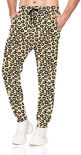 Belovecol Mens Casual Sweatpants 3D Leopard Printed Jogger Pants Novelty Pockets Drawstring Long Joggers Trousers for Jogging Gym Workout L
