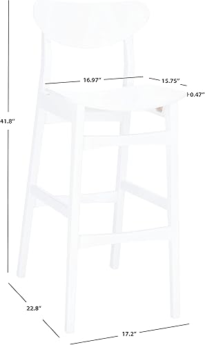 Miniatura 2 de SAFAVIEH Home Collection Thaxton Mid-Century Farmhouse - Juego de 2 taburetes de bar (30 pulgadas), color blanco