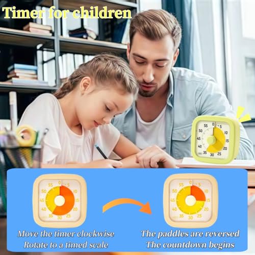 Visual Timer for Kids Timer Home - 60 Minute Kids Visual Timer for Classroom Home Office, Countdown Clock for Teaching Work Meeting, Pomodoro Timer for Time Management (Avocado Green) - Image 6