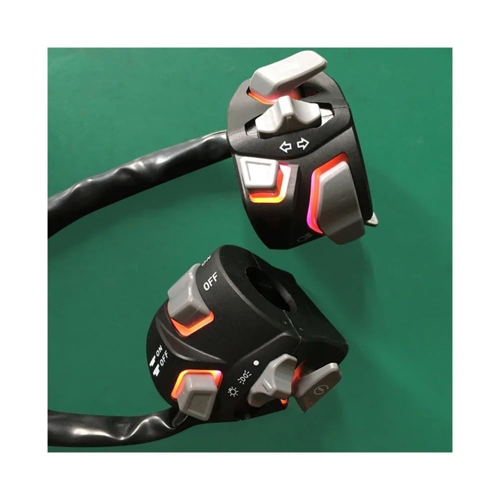 Pulsante interruttore manubri Interruttore Universale Per Manubrio Moto, Controllo Fari, Spia Avvertimento, Indicatore Direzione, Clacson, Pulsante Avviamento E Spegnimento Con LED Da 7/8'' 22 Mm