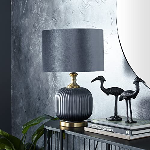 Deco 79 Fabric Table Lamp With Drum Shade, 13" X 13" X 20", Blue #TOP1
