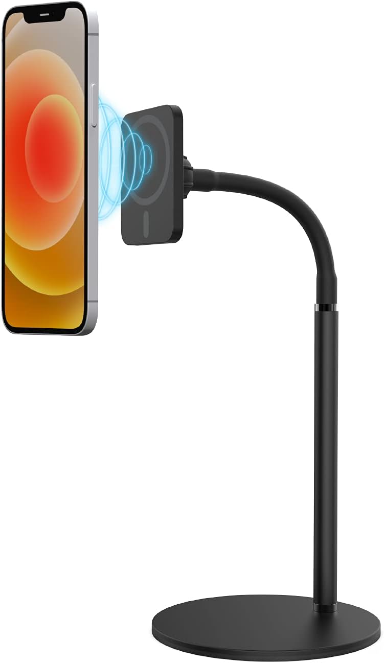 TALK WORKS Magnetic Desktop Mount Compatible w/iPhone 15/15 Pro/15 Pro Max, 14/14 Plus/14 Pro/14 Pro Max, 13/13 Mini/13 Pro/13 Pro Max, 12/12 Mini/Pro/Max MagSafe iPhone Case-Black (Does Not Charge)